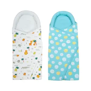 TIDY SLEEP Baby Pod Swaddle Wrap for Newborn Snuggle Pod with U Shape Ring Head Protection Support | Baby Snuggle Pod Swaddle Wrapper | Pack of 2 (White Blue)