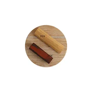 RDK® Natural Malayagiri Sandalwood (Chandan) Pata Board with Red and White Sandalwood Stick for Puja Tilak Face (1 Board with 2 Stick) Size 5-inches