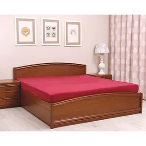 TIDY SLEEP Waterproof Bamboo 215 GSM Fitted Mattress Cover (Queen Size/75" X 60" Skirting 14" Maroon)