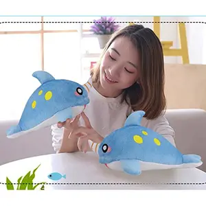 DearJoy Dolphin with Unicorn Horn Soft Toy for Baby Also Used as Plush Toy Hugging Pillow Like Teddy Bear Soft Toys for Kids Boys & Girls Birthday Gift (28 cm Blue)