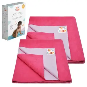 Tidy Sleep Instadry Anti-Piling Fleece Extra Absorbent Quick Dry Sheet for New Born Babies Cotton Bed Protector Mattress (Medium (100cm X 70cm) Dark Pink)