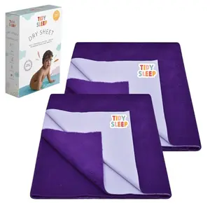 Tidy Sleep Instadry Anti-Piling Fleece Extra Absorbent Quick Dry Sheet for New Born Babies Cotton Bed Protector Mattress (Medium (100cm X 70cm) Plum)