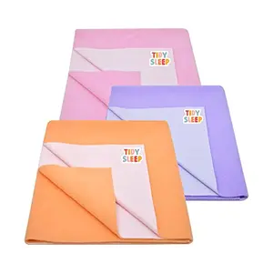 TIDY SLEEP New Born Combo Waterproof Bed Sheet Pink + Peach + Voilet 3 Small Size (70cm X 50cm)