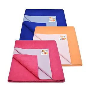 TIDY SLEEP New Born Combo Waterproof Bed Sheet Pink + Blue + Royal Blue 3 Small Size (70cm X 50cm)