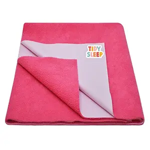 TIDY SLEEP Waterproof Quick Dry Sheet for Baby Bed Protector - Double Bed/King Size - 8.5 x 7.2 feet (260cm x 220cm) - Dark Pink