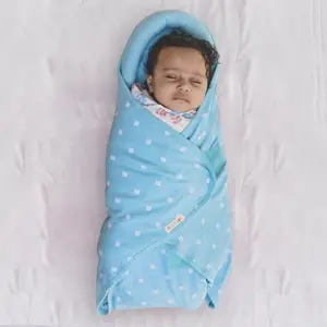 Tidy Sleep Baby Swaddle Wrappper Adjustable for Newborn || 100% Cotton Soft || Newborn Blanket for 0-3 Months (Blue Polka)