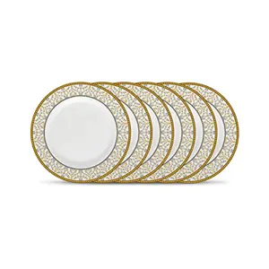 La Opala Diva Sovrana Collection Opal Glass Full Plate Set 6 pcs Moroccan Gold White Standard