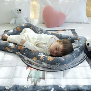 TIDY SLEEP Baby Bed with Mosquito Net & Neck Pillow Baby Gadda Set for New Born 0M+ Printed Baby Gadda Baby Sleeping Bed of 90cm x 65cm x 10cm (Space)