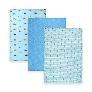 TIDY SLEEP Diaper Changing Mat/Sleeping mats/Water Proof Bed Protector with Foam for New Born Baby 3 Sheets (65cm x 45 cm) (0-9 Months) Car Print