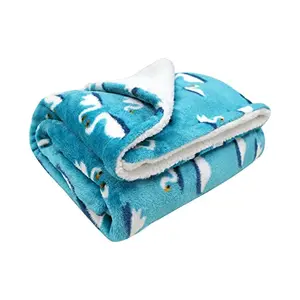 TIDY SLEEP New Born Baby Blankets All Season 2 Layered AC Wrapping Sheet Sherpa Blanket for Baby Boys and Baby Girls Toddlers 100 cm x 100 cm (3-24 Months) Sea Blue