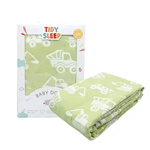 TIDY SLEEP Baby Blanket Wrapper-Sleeping Bag/6 Layer Reversible Cotton Baby Blanket for New Born Babies Green (100cm x 90cm)