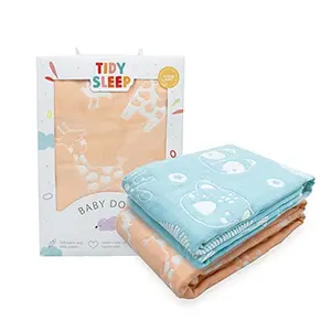TIDY SLEEP Baby Blankets 6 Layer Wraper 100% Cotton Stroller Cover Receiving Blankets (Pack of 2) (Pink & Blue)