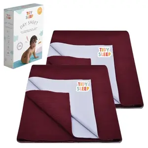 Tidy Sleep Instadry Anti-Piling Fleece Extra Absorbent Quick Dry Sheet for New Born Babies Cotton Bed Protector Mattress (Small (70cm X 50cm) Maroon)