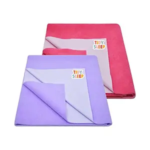 TIDY SLEEP New Born Combo Waterproof Bed Sheet Voilet + Dark Pink Large Size (140cm X 100cm)