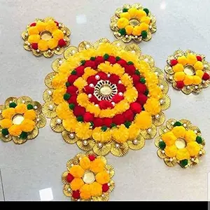 Divyakosh Yellow Theme Rangoli Mats for Home DecorationSet of 7 Home Decorative Diya Diwali Gift DiyaDeepak Candles Home Decoration Tea Light Diya.