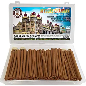 Parag Fragrances Mysore Chandan Economic Dhoop Sticks 200gm Monthly Pack (No Charcoal No Bamboo Hand Crafted Long Lasting Dhoop Sticks) Dhoop Sticks for Prayer
