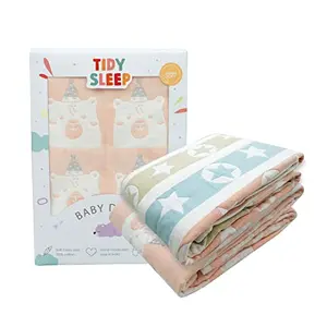 TIDY SLEEP Baby Blankets 6 Layer Wraper 100% Cotton Stroller Cover Receiving Blankets (Pack of 2) (Pink & Multicolor)