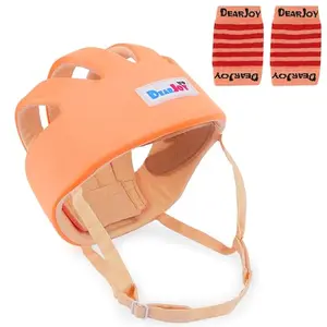 DearJoy Baby Head Protector for Safety of Kids 6M to 3 Years- Baby Safety Helmet with Proper Air Ventilation & Corner Guard Protection + Baby Kneepads for Crawling (Orange Helmet & Pink Kneepads)