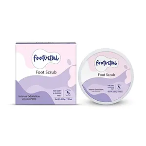 Footvital Foot Scrub with Eco Friendly Exfoliating Beads Xfolipearl & Sweet Almond Oil for Skin Cells of Dry & Calloused Feet Softens Rough Heels for Pedicure - 200 GM