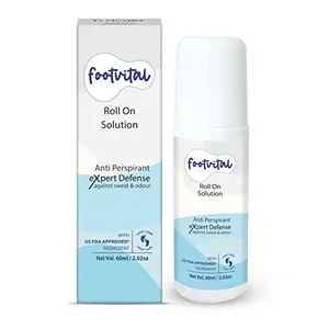Footvital Sweat Control Foot Roll-on with Patchouli & Peppermint Oil Expert Defense Against Sweaty Feet & Bad Foot Odor Controls Excessive Sweating Hyperhidrosis of Foot Unisex - 60 ML