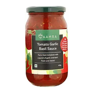 Aamra Tomato Garlic Basil Pizza Pasta Sauce No Artificial Preservatives- 400 Gm (14.10 OZ)