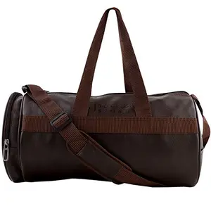 5 O'CLOCK SPORTS Brown Leather Gym Bag Duffel Bag Shoulder Bag for Men and Women Emboss Logo (44 cm x 24 cm x 24) Brown.