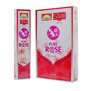 Parimal Sacred Scents Natural Pure Rose Incense Sticks Box | 6 Packs of 28 Grams in a Box | Export Quality