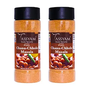 Tassyam Pindi Chana Chhole Masala 200g (100g x2) | Herbs & Spices No Preservatives & Fillers | Dispenser Bottle