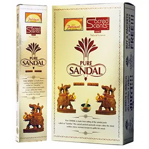 Parimal Sacred Scents Natural Pure Sandal Incense Sticks Box | 6 Packs of 28 Grams in a Box | Export Quality