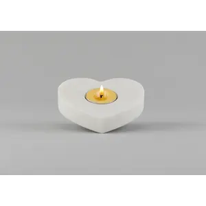 AGRA SOFT STONE CARVING PRODUCTS Heart Shape Marble Tea Light Candle Holder for Dining Table/Home Decoration on Diwali and Gift for Couple Husband & Wife