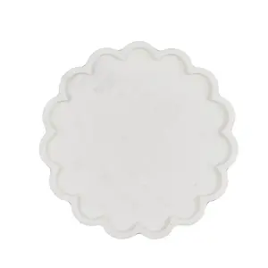 AGRA SOFT STONE CARVING PRODUCTS White Marble Blossom Platter Starter Dish Serving Platter Fruit Plate Marble Dish Marble Tray Centre Piece Dcor Accent Diwali Festive and Corporate Gifting White Large