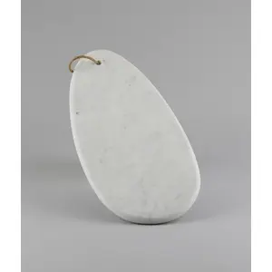 AGRA SOFT STONE CARVING PRODUCTS White Marble Pebble Shape Chopping Board Cutting Board Cheese Board Platter for Kitchen and Gift