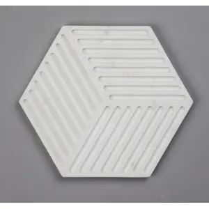 AGRA SOFT STONE CARVING PRODUCTS White Marble Hexagon Trivet / Big Coaster / Hot Plate for Kitchen Office Decoration and Gift