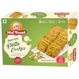 Midbreak Pista Delight - Sugar-Free Biscuits | Cookies Infused With Rich Pistachios | Low GI Gut-Friendly And High in Fiber - Your Healthier Snacking Choice! 300g Pack Of 1
