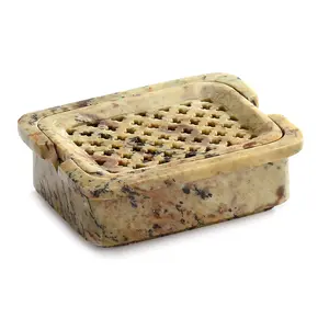 AGRA SOFT STONE CARVING PRODUCTS Natural Marble Soapstone Soap Dish Bath Accessories (Standard Size)