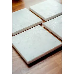 AGRA SOFT STONE CARVING PRODUCTS Marble Whote Square Tea/Coffee/Wine Etc coaster's (Set of 4)