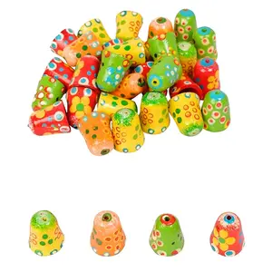 VARANASI WOODEN TOYS Wooden Bells Beads for Jewellery Making Dresses Beading Art and Crafts Work (2.5 cm Multicolour) -20 Pieces