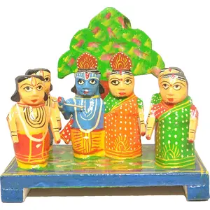 VARANASI WOODEN TOYS Handmade Wooden Krishna Leela Golu Doll
