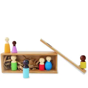 VARANASI WOODEN TOYS Wooden 7 pcs Pretend Play Peg Dolls - Colorful Diverse Natural Figurines Toys| Organic Handmade Play Kit for Kids & Toddlers (3-8 Years)