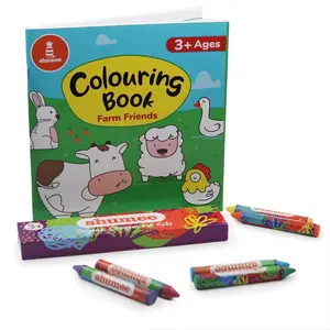 VARANASI WOODEN TOYS Farm Friends Colouring Kit (0-3 Years) - Farm-Themed Colouring Organic Book With Eco-friendly Crayons Kit - Skill Building Art and Craft DIY Set for Kids to Create a Colourful Farm