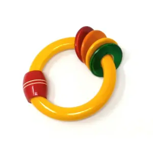 VARANASI WOODEN TOYS Wooden Round Rattle (Available in Assorted Colours)