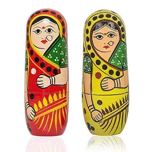 VARANASI WOODEN TOYS 10 PCS Hand Painted Wooden Russian Nesting Dolls Set for Girls Kids