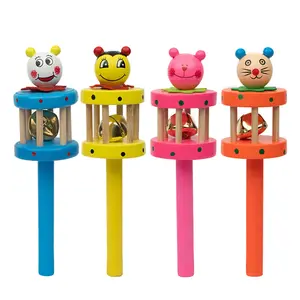 VARANASI WOODEN TOYS Non Toxic Colorful Wooden Baby Rattle Toy - Set of 4 (CAGE) (Color May Vary)