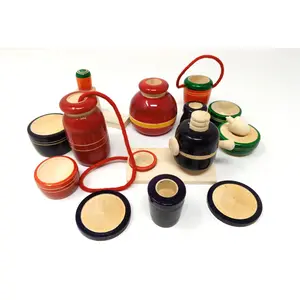 VARANASI WOODEN TOYS Wooden Kitchen Set 15 Pc. (Available in Assorted Colours)