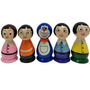 VARANASI WOODEN TOYS Channapatana Wooden Doraemon's Family Set