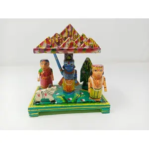 VARANASI WOODEN TOYS Shri Krishna- Goverdhan Parvat- Pretend Play Story Telling Set (Wooden)