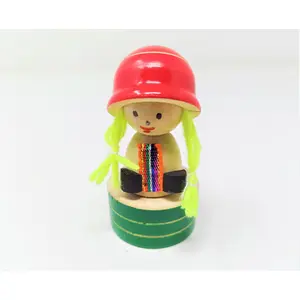 VARANASI WOODEN TOYS Wooden Toy Sharpener Little Girl -Available in Assorted Colours)