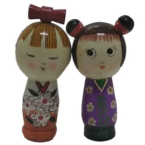 VARANASI WOODEN TOYS Channapatna Kokeshi Japanese Doll Couple