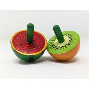 VARANASI WOODEN TOYS Kiwi and Watermelon Spinning Tops(Wooden)