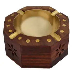 VARANASI WOODEN TOYS Handmade Wooden Hexagon Shaped Home and Office Ashtray for Cigar and Cigarettes